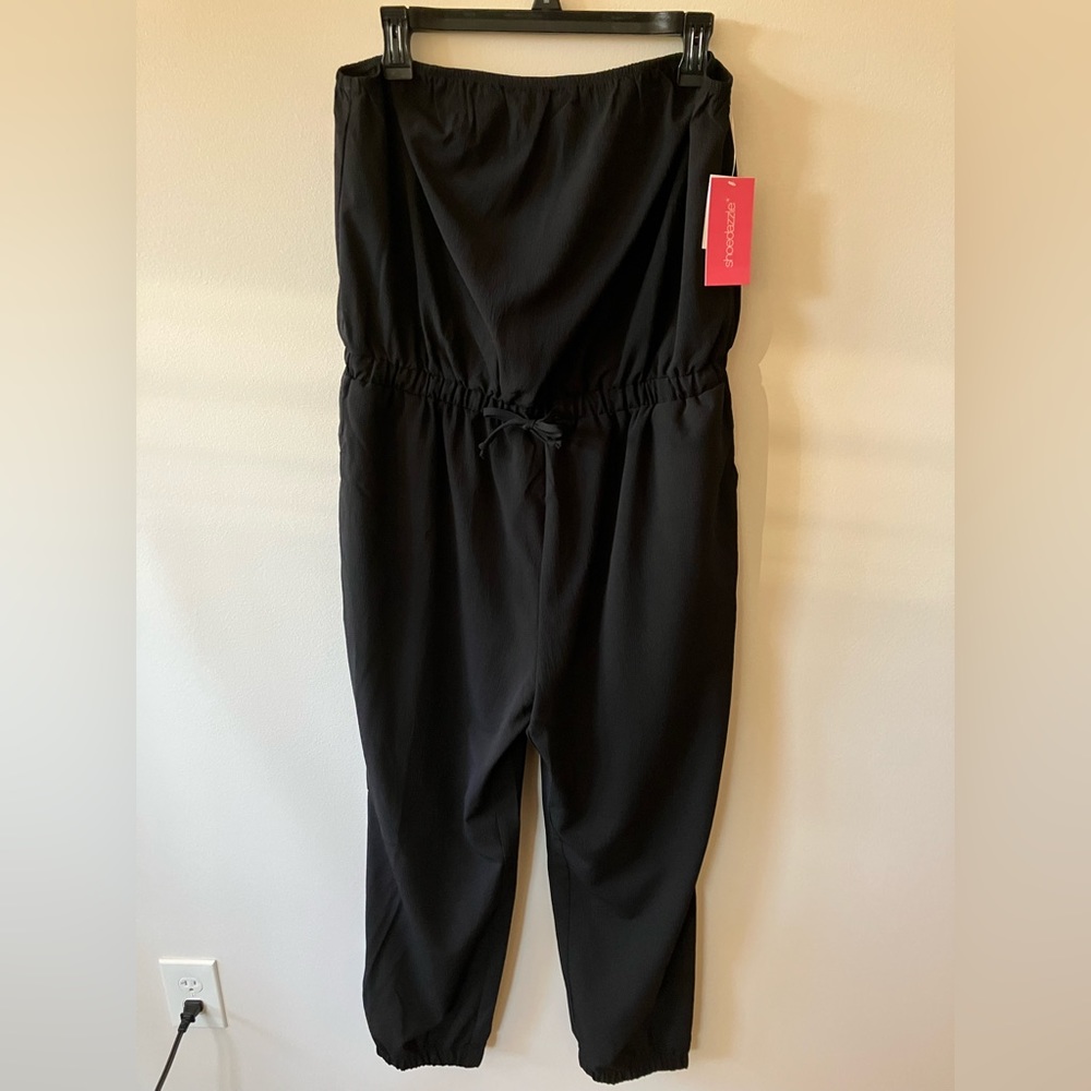 Shoedazzle- On The Go Black Strapless Jumpsuit- NWT